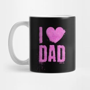 Pink Glitter I Love Heart Dad for Father's Day Mug